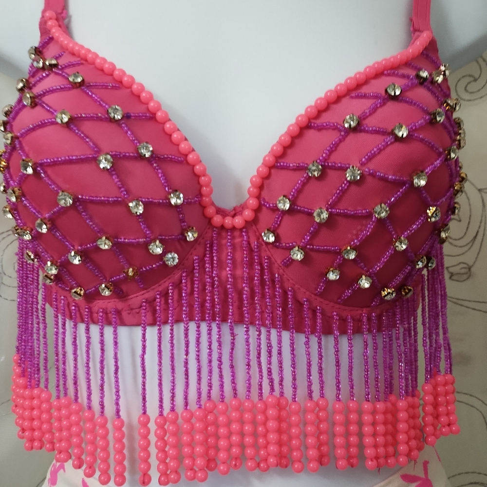 Pink beaded Bra~Top